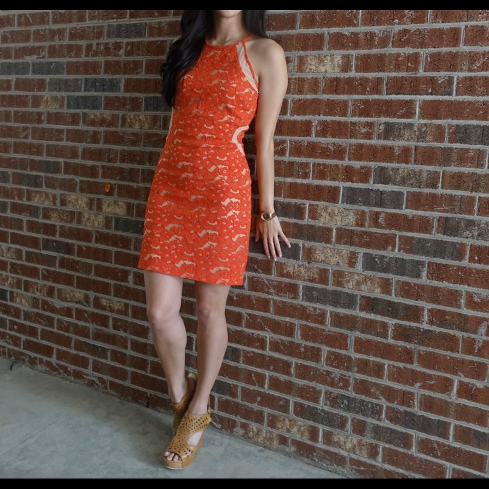Orange illusion dress